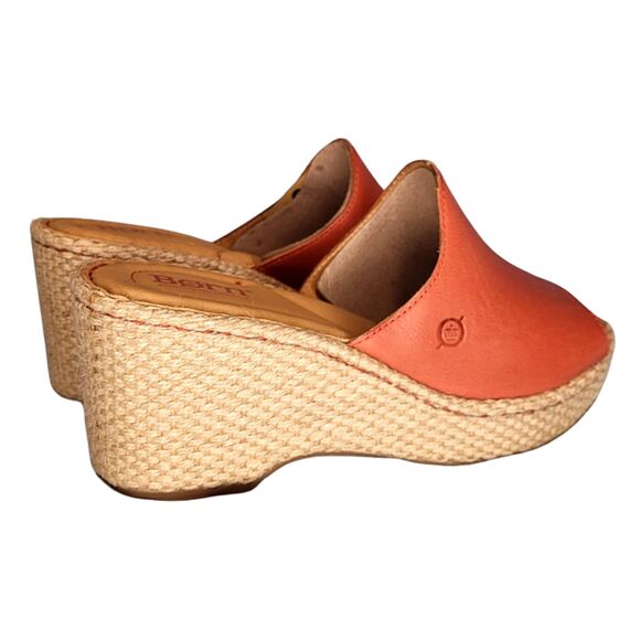 Born Lilah Rust Brown Orange Cayenne Wedge Espadrille Womens Shoes 8M - Picture 5 of 7
